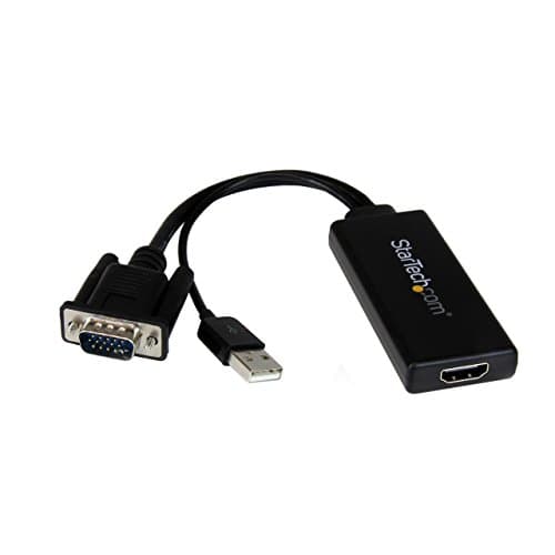 Image of StarTech.com VGA to HDMI Adapter with USB Audio - VGA to HDMI Converter for Your Laptop / PC to HDTV - AV to HDMI Connector (VGA2HDU), Black