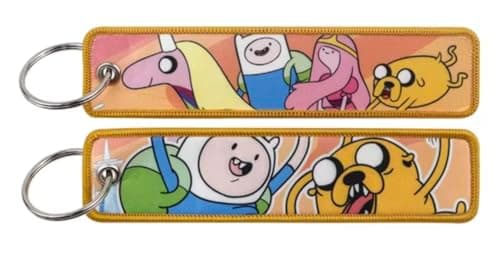 Image of Pinstant Princess Bubblegum Come Along with Me Adventure Time Cartoon Animated TV Show Finn Jake Keychain Key Tag Chain Fob Ring, Mixed, 5.1 x 1.2 inches
