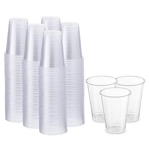 Image of CHEF ROYALE Pack of 100 Clear Plastic Cups 7oz Disposable Drink Water, & Juice Reusable Durable and Glasses for Travel, Parties Events 180ml Drinking (100) (PP53433)