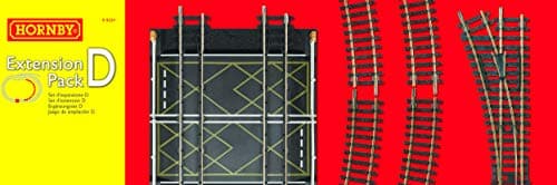 Image of Titles Hornby R8224 OO Gauge Track Extension Pack D - Extra Track Pieces for Model Railway Sets, Model Train Track Pieces, Includes - Curves, LH Point, Buffer Stop & Double Level Crossing - Scale 1:76