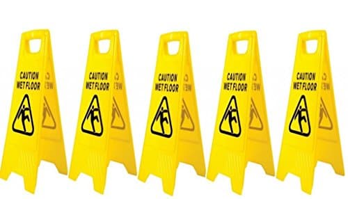 Image of High-Visibility Yellow Wet Floor Sign - A Frame Caution Wet Warning Sign (Pack of 5)