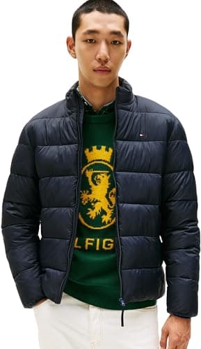 Image of Tommy Hilfiger Men’s New Mid Weight Puffer Jacket with Stand Collar, Blue (Desert Sky), L