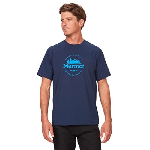 Image of Marmot Men's Culebra Peak Tee SS, Breathable Lifestyle tee Shirt, Short-Sleeve Sports Shirt, Quick-Drying Hiking t-Shirt, Arctic Navy, L