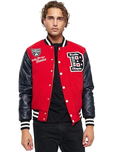 Image of BENLEE Newark Men's College Jacket, Red/Navy/Ecru, XL