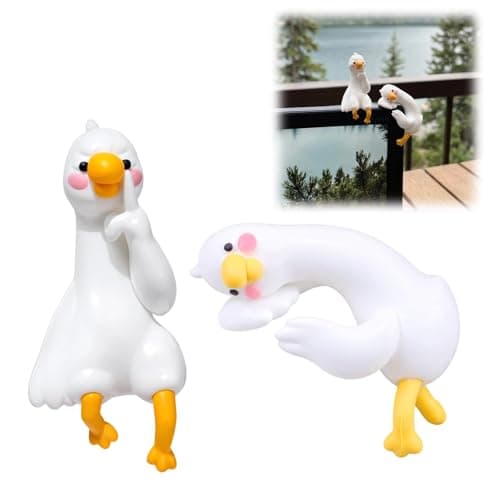Image of DNTHYRIN 2PCS Mini Resin Goose Figurine, Cute Desk Accessories Tiny Silly Goose Desk Decor, Goose Statues for Office Desk, Car Dashboard, Indoor Festival Decor, Gifts for Friend