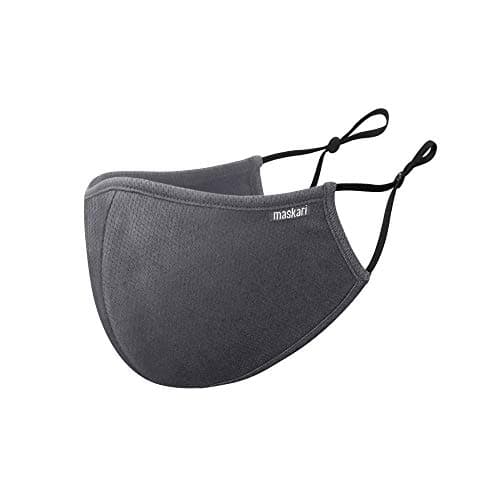 Image of Maskari Cool Grey Reusable Face Mask | Washable | 3 Layer Face Masks | Adjustable Earloops | HeiQ Viroblock | Breathable | Ideal for women and teens | Pro 1 Pack, Medium