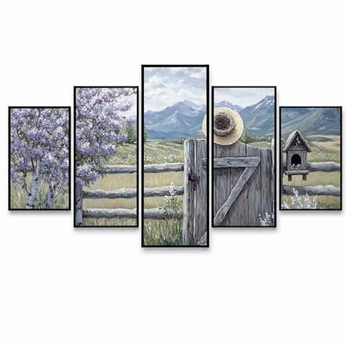 Image of 5 Pack Diamond Art Kits Adults, DIY Tree Diamond Painting, Full Drill Coverage Rhinestone Paint by Numbers, Crystal Art Canvas Paintings Farm for Office Bedroom Home Decor Gifts (Three Sizes) PZSH2987