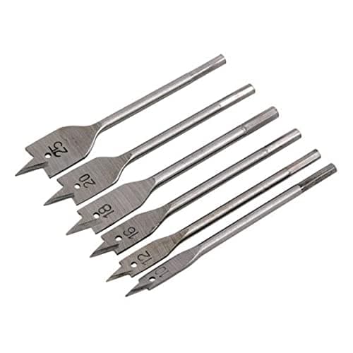 Image of Neilsen CT0288-6pc Flat Wood Drill Bit Set with Partial 6mm Hex Shank - Sizes 10mm to 25mm - Ideal for Wood Drilling