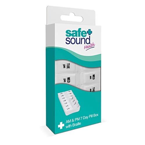 Image of Safe and Sound Small AM/PM Pill Box with Braille Pop-open-catch lids