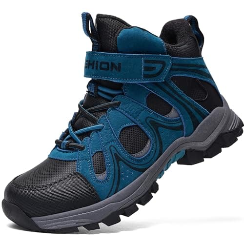 Image of ASHION Kids Winter Snow Boots Boys Girls Warm Hiking Boots Walking Trainers,4.5 UK,Lake Blue