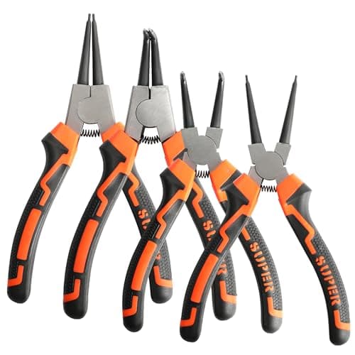 Image of 4Pcs Snap Ring Pliers, 7inch Internal & External Straight & Bent Circlip Pliers, Heavy Duty Snap Ring Pliers Set for Ring Remover Retaining