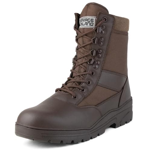 Image of Savage Island Brown Army Leather Combat Patrol Boots Cadets Military Work Security (10 UK)