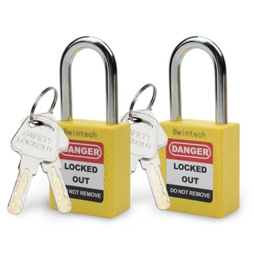 Image of Bwintech 2 Pcs 38MM Keyed Different Yellow Safety Padlock Lockout Tagout Lock for Lock Out Tag Out Stations and Devices
