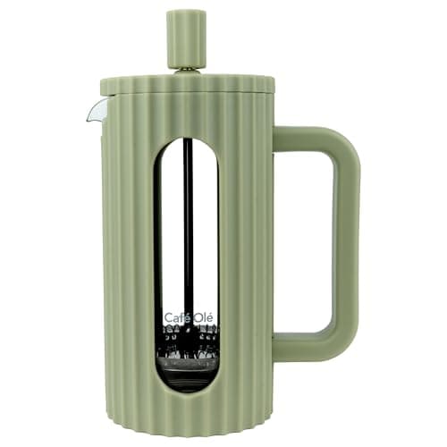 Image of Café Olé Ciao Cafetière 350ml (3 espresso cups, 1 mug), Stainless Steel Gauze, French Press, Green