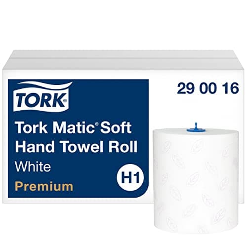 Image of Tork Matic Soft Hand Towel Roll Premium 290016 - H1 Premium Paper Towels for Roll Towel Dispenser, Extra Soft, High Absorbancy, Tear Resistant, 2-ply, White - 6 Rolls x 100 m
