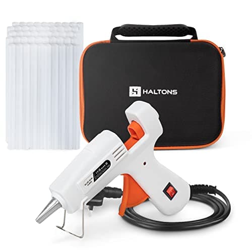 Image of Haltons Hot Glue Gun, 20W Safe Electric Gun with 50 Melt Glue Sticks (150mm x 7mm), Perfect for DIY, Arts, Crafts and Repair, Compatible with Wood, Glass, Metal, Plastic & Fabric (White)