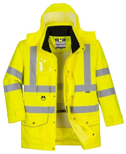 Image of Portwest S427 Waterproof Hi-Vis Breathable 7-in-1 Traffic Jacket Yellow, Large