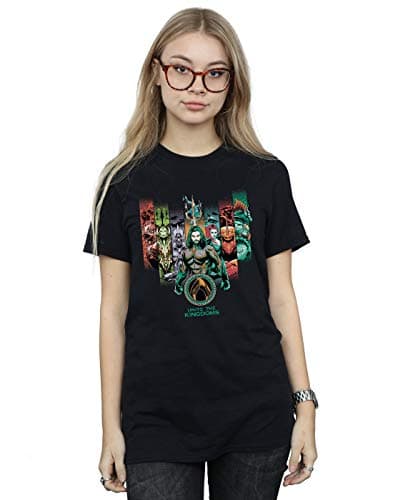 Image of DC Comics Women's Aquaman Unite The Kingdoms Boyfriend Fit T-Shirt Black Medium