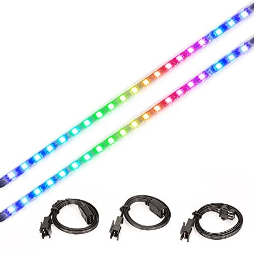 Image of J&D Addressable PC RGB LED Strip Lights, 2 Pack Adhesive Magnetic LED Light Strip Plus Extension with 5V 3pin RGB Header for Motherboard and PC Case, 35 cm
