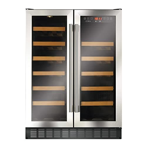 Image of CDA FWC624SS 60cm Double Door Dual Zone Under Counter Wine Cooler Stainless Steel, 400044403