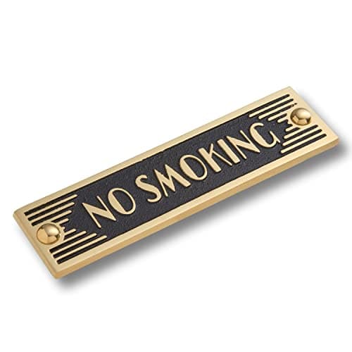 Image of The Metal Foundry No Smoking Metal Door Sign. Art Deco Style Home Decor Accessories Door Or Wall Brass Plaque. Handmade In England.
