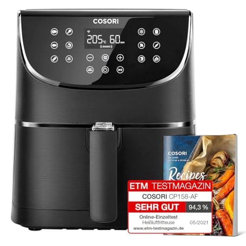 Image of COSORI Air Fryer 5.5L Capacity,Oil Free, Energy and Time Saver with 11 Presets with 100 Recipes Cookbook, Non-Stick, Dishwasher Safe Basket,1700-Watt, CP158-AF, Black