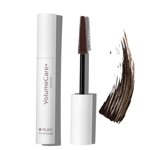 Image of Rumi Cosmetiques VolumeCare+ Mascara For Mature Women - Extreme Length and Volume 2-in-1 Formula - No Clumps or Flaking, Long-Wearing, Hypoallergenic Mascara For Sensitive Eyes (Dark Brown)