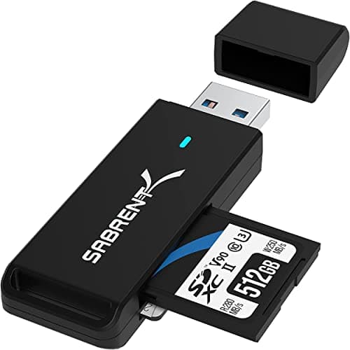 Image of SABRENT SD, Micro SD Card Reader, USB SD Card Adapter, USB 3.2 Gen 1 to SD Memory Card Reader OTG for SDXC, SDHC, SD, MMC, RS-MMC, Support MacBook, PC, laptops, etc. (CR-T2MS)