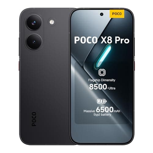 Image of POCO X8 Pro, Smartphone 8+256 GB, Flagship Dimensity 8500-Ultra, 6500mAh (typ) battery, ultra-bright AMOLED display, 50MP Sony IMX882 with OIS, Black, 1 year extra warranty, Charger Not Included