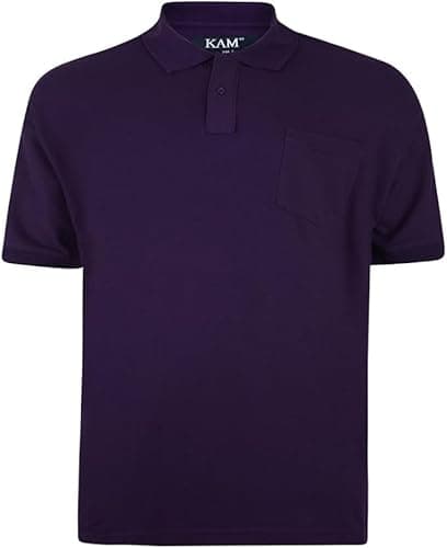 Image of Kam Mens Polo Shirts Short Sleeve Collared Neck Lightweight Sports Gym Tee Top for Big Tall Men Plus Size - Purple - 5XL
