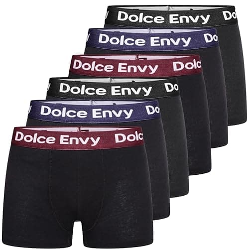 Image of 6-Pack Mens Boxers Shorts with Elastic Waistband Cotton Fitted Breathable Underwear Suitable for any Occasion (UK, Alpha, XXL, Regular, Regular, 2 Black, 2 Black-Navy Band, 2 Black-Maroon Band)