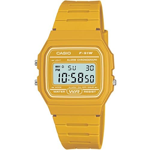 Image of Casio Unisex 37.00mm Quartz Watch with LCD Digital dial and Yellow Plastic/Resin Strap Strap F-91WC-9AEF