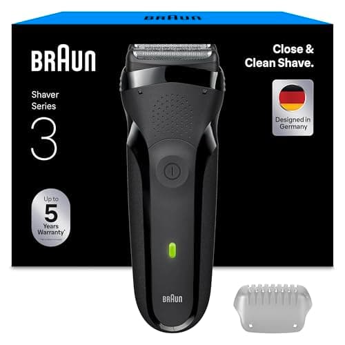 Image of Braun Series 3 Electric Shaver, 3 Flexible Blades, Dry Razor for Men, Includes Rechargeable Battery, Designed in Germany, 300S, Grey