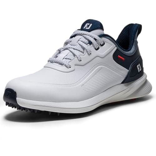 Image of FootJoy Men's Pro SL Golf Shoe, White/Blue/Red, 9 UK Wide