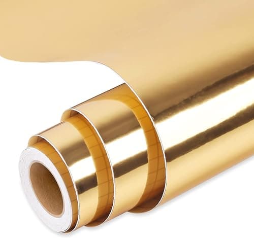 Image of Prime Vinyl Chrome Gold Permanent Vinyl Roll, Gold Vinyl 12‘’ x 10 FT, Metallic Self Adhesive Vinyl, for All Cutting Machines, Home Decal, Easy to Weed