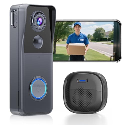 Image of Wireless Video Doorbell Camera with Chime 1080P HD Smart Video WiFi Door Bells with Camera PIR Motion Detection Night Vision 2-Way Audio Battery Powered Work with Alexa Support SD Card & Cloud Storage