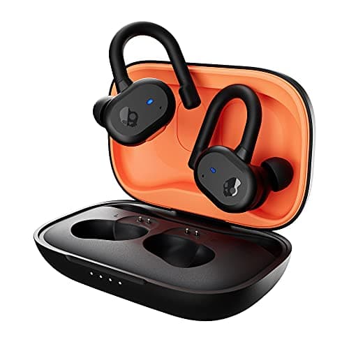 Image of Skullcandy Push Active Wireless Earbuds, Bluetooth Headphones, Noise Isolating, 44 Hrs Battery, Secure-Fit Over-Ear Hanger, Sweat and Water Resistant, Microphone for iPhone Android - Black/Orange