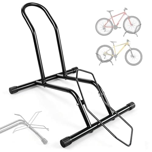 Image of Bike Floor Stand,Freestanding Bicycle Storage Rack Indoor Outdoor Adjustable Bike Stand for 16" to 29" Mountain/Road/Kids Bikes,Garage Parking Holder for Apartments & Homes