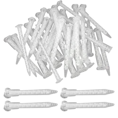 Image of Epoxy Mixer, 50Pcs Epoxy Mixing Nozzle Static Mixer Nozzle Tubes Mixing Tip for 50ml Adhesive Applicator Cartridges