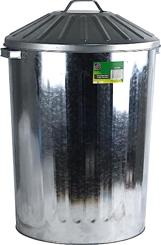 Image of Large Galvanised Steel Bin with Lid 90L