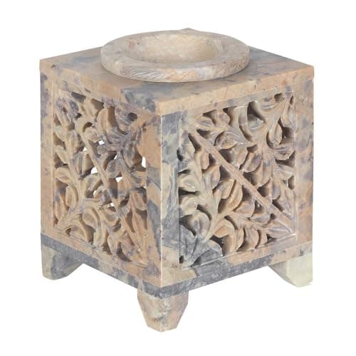 Image of Charming Soap Stone Moroccan Arch Cut Out Oil Burner - 10cm x 8cm (1 Pc.) - Luxurious Design, Premium Material, Aromatherapy Accessory - Ideal for Home & Office Decor