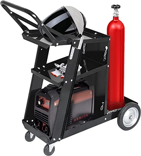 Image of 3-Tier Welding Cart with 360° Swivel Wheels, MIG TIG Plasma Cutter Welder Cart Kits Universal Tilt-Table Heavy Duty Steel Storage for TIG, ARC, MMA Welding Machine