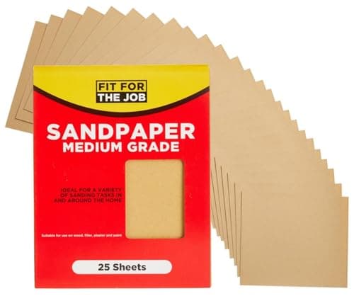 Image of Fit For The Job 25 Large A4 Size Sheets Medium Grade Sandpaper for Sanding Wood, Furniture, Metal, Plaster For Home Improvement, Decorating & More, 11x9 inch (230x280mm) 11" x 9"
