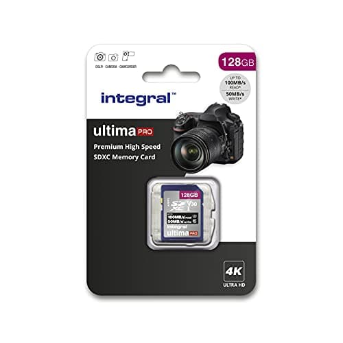 Image of Integral 128GB SD Card 4K Ultra-HD Video Premium High Speed Memory Card SDXC Up to 100MB/s V30 UHS-I U3 Class 10, Black
