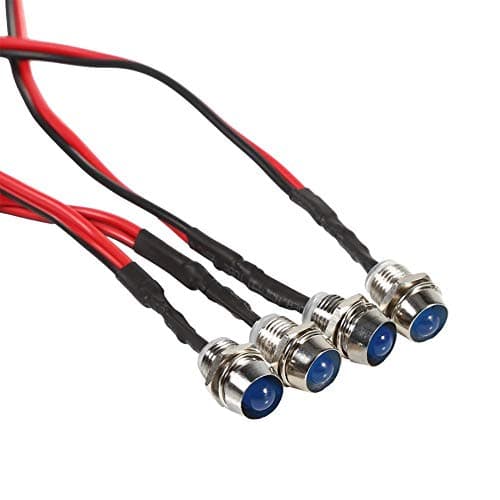 Image of Keenso 4 Pcs 12v LED Warning Light Indicator Lamp Car Van Boat Indicator Light Pilot Dash Bulbs Directional Lamp, 8mm(Blue)