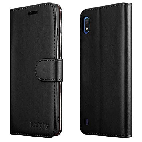 Image of For Samsung Galaxy A10 Case, Wallet Book [Stand View] Card Case Cover Magnetic Closure [Kickstand] Full Protection Premium Leather Folio Case Compatible with Samsung Galaxy A10 Phone Cover (Black)