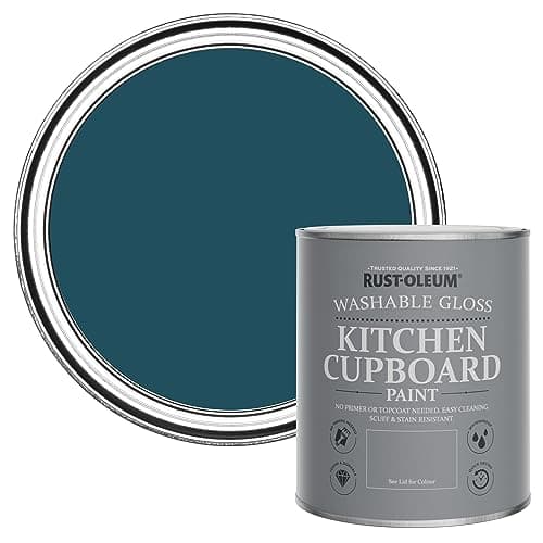 Image of Rust-Oleum Blue Kitchen Cupboard Paint in Gloss Finish - Commodore Blue 750ml