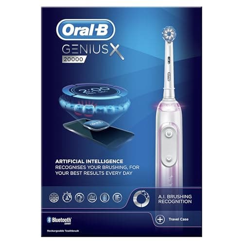Image of Oral-B Genius X with Artificial Intelligence Blush Pink Electric Toothbrush, 1 Toothbrush Head, 6 Modes, Gum Pressure Sensor, USB Charging Travel Case, UK 2 Pin Plug, Gift for Men/Women