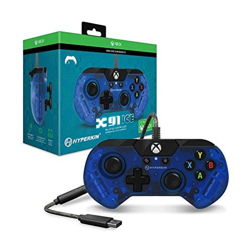 Image of Hyperkin X91 Ice Wired Controller for Xbox One/Windows 10 PC (Pacific Blue) - Officially Licensed By Xbox - Xbox One