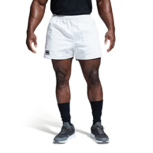Image of Canterbury Men's Professional Cotton Shorts | Rugby Short | Internal Drawstring & Pockets | Gym/Training Short Gym Shorts, White, 2XL
